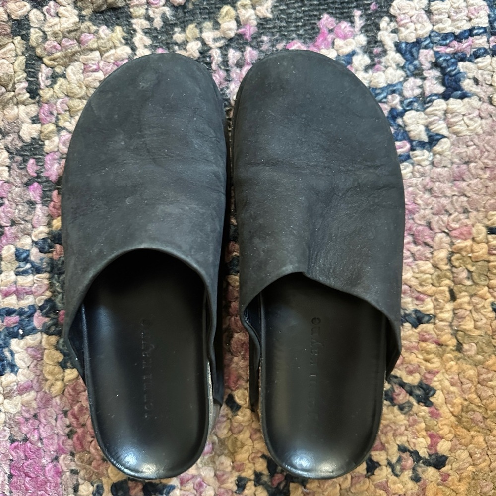 Jenni Kayne Oiled Leather Black Moc Clog Mule 36